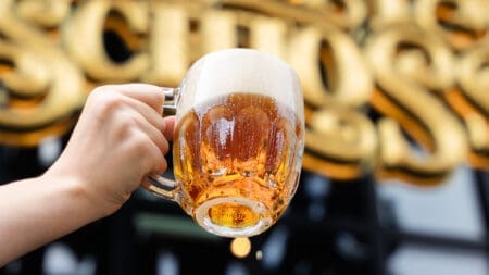 transparent glass of beer